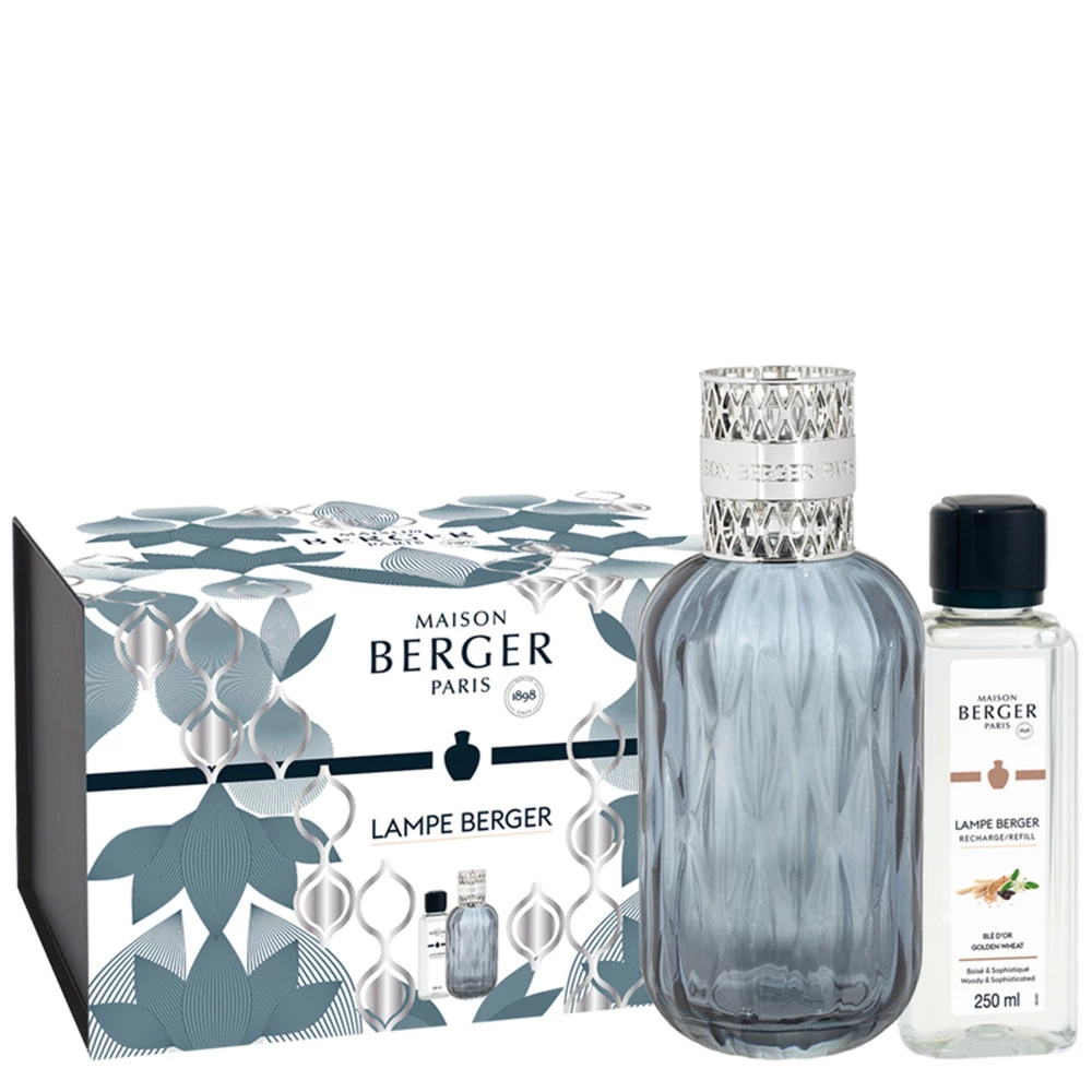 Lampe Berger Geschenkset Quintessence Blau inkl. 250 ml Goldener Weizen